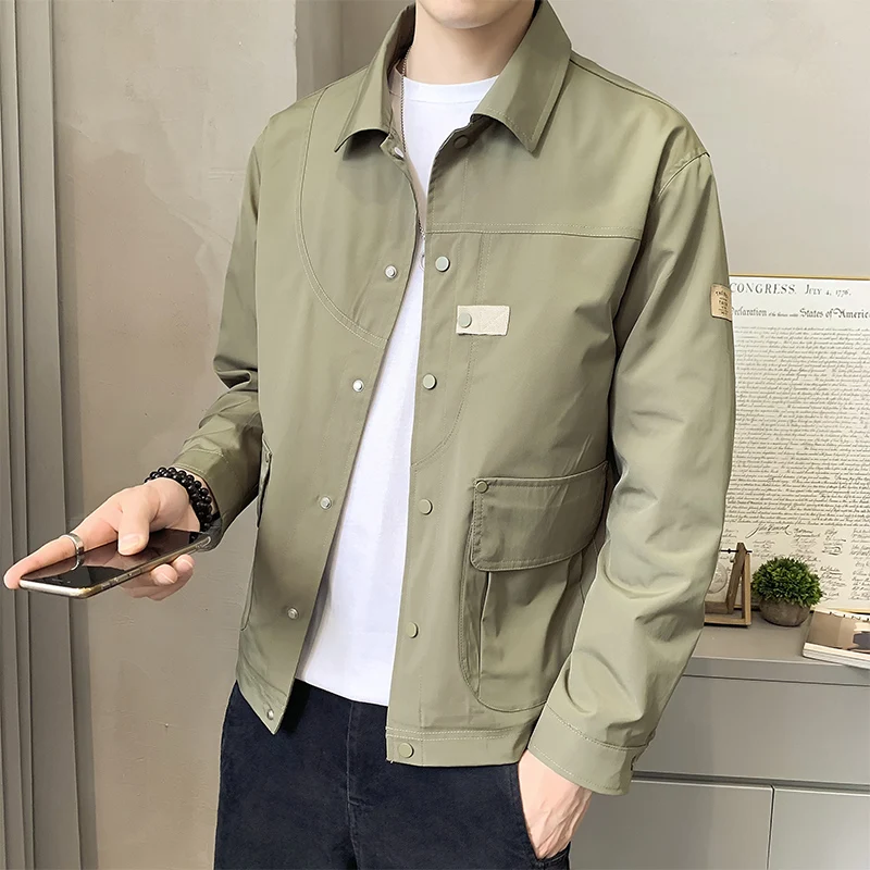 

Fall 2021 new lapel long-sleeved single-breasted casual jacket men's simple and versatile fashion jacket