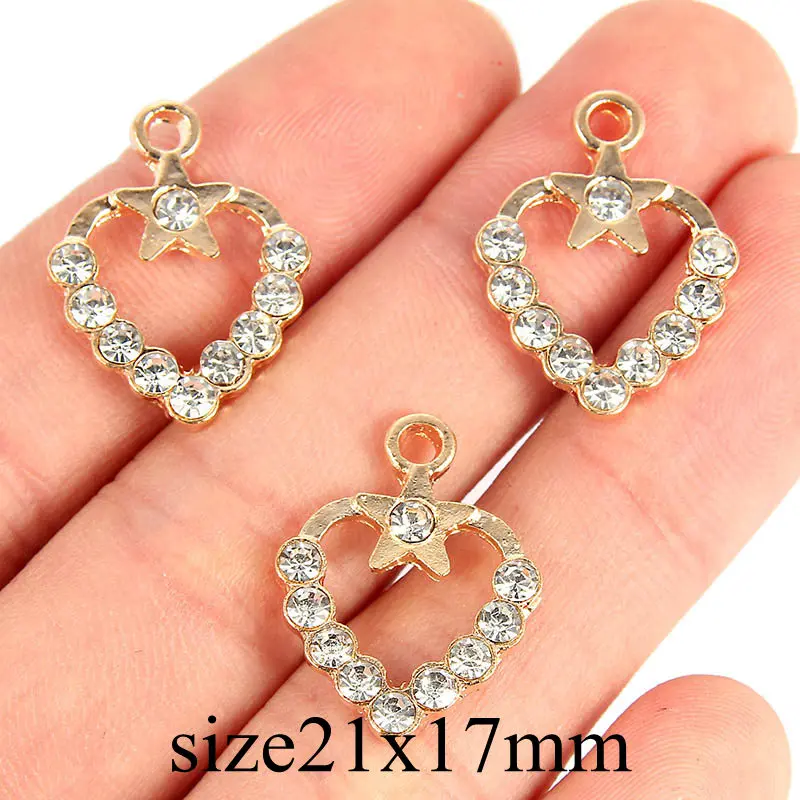 Style 6 10 шт. посеребренные цветные браслеты в форме сердца для изготовления ожерелья и браслетов в подарок модные ювелирные изделия из кристаллов - Цвет: Style 6