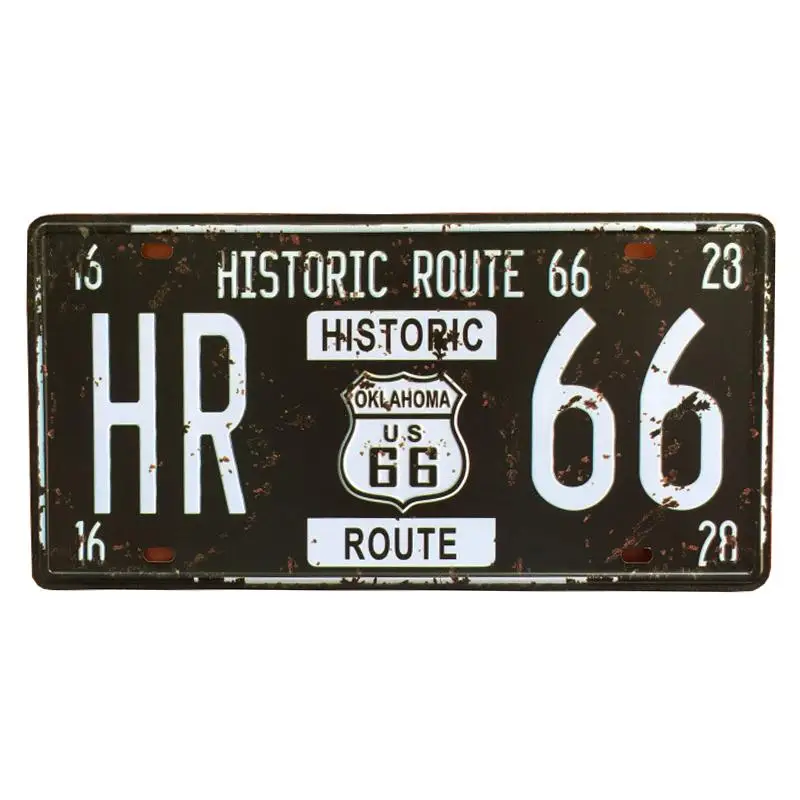 30*15 см США винтажная пластина металлическая жестяная вывеска Route 66 номер автомобиля гаражный Декор номерная табличка плакат клуб на стену Pin Up плакат - Цвет: D