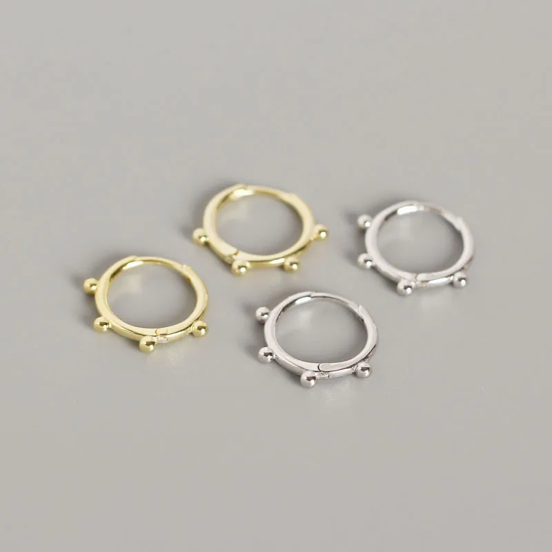 DAIWUJAN 925 Sterling Silver Minimalist INS Style Small Round Beads Stud Earrings for Women Girls Geometric Ear Clip Jewelry | Украшения и
