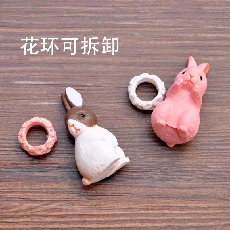 12pc/Lot Cartoon Mini Rabbit action Figures animal model Family Miniature Figurine Easter DIY pvc Decoration toys for Kids gift | Игрушки и
