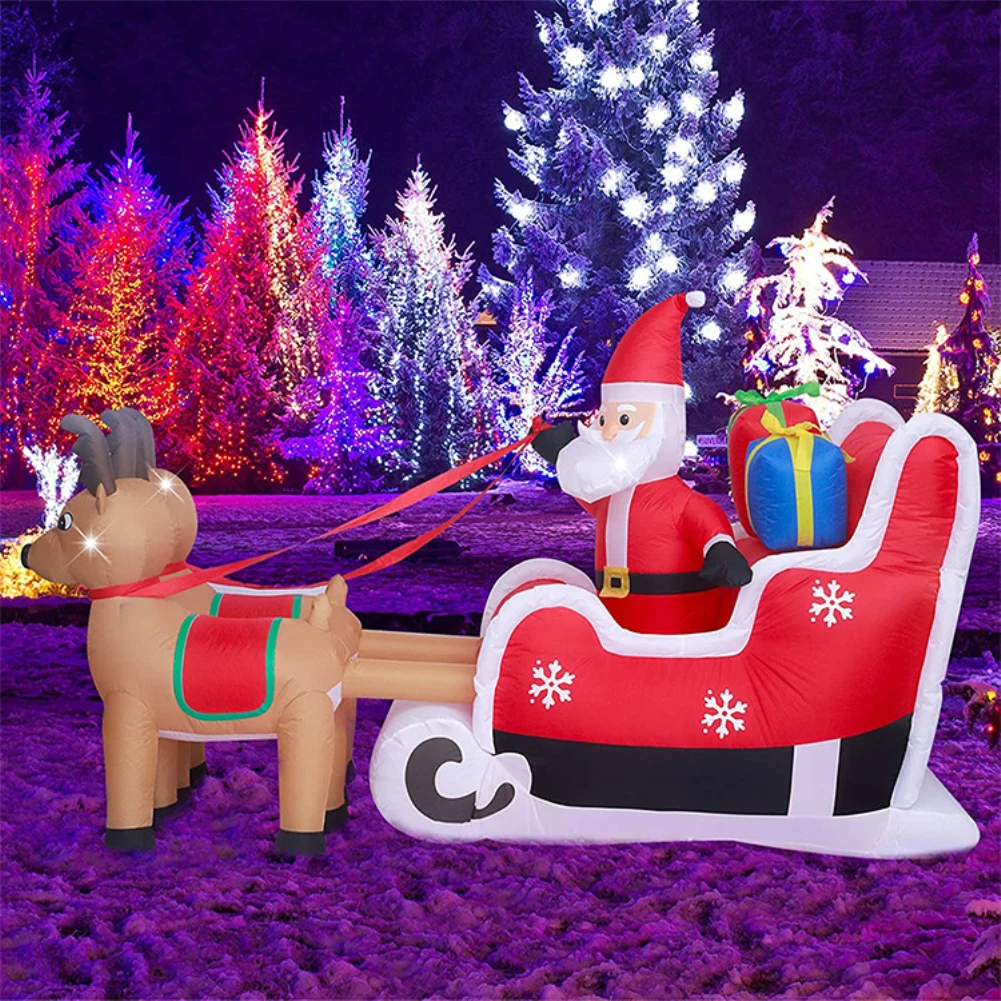 

Christmas Inflatable Santa Reindeer Sleigh Outdoor Decor LED Lights Glowing Party DIY Props New Year 2022 Ornaments Navidad Noel