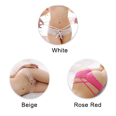 whitebeigerose UG, сексуальные женские трусики, кружевные, низкая посадка, одноцветные, сексуальные трусы, женское нижнее белье, штаны, Дамское кружевное белье, женские стринги - Цвет: whitebeigerose