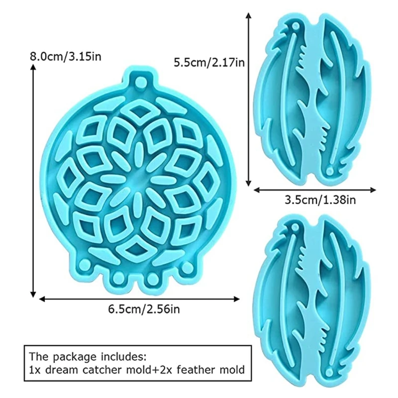 

1 Set Dream Catcher Feather Epoxy Resin Mold Jewelry Keychain Silicone Mould Handmade DIY Crafts Pendant Decoration Mold