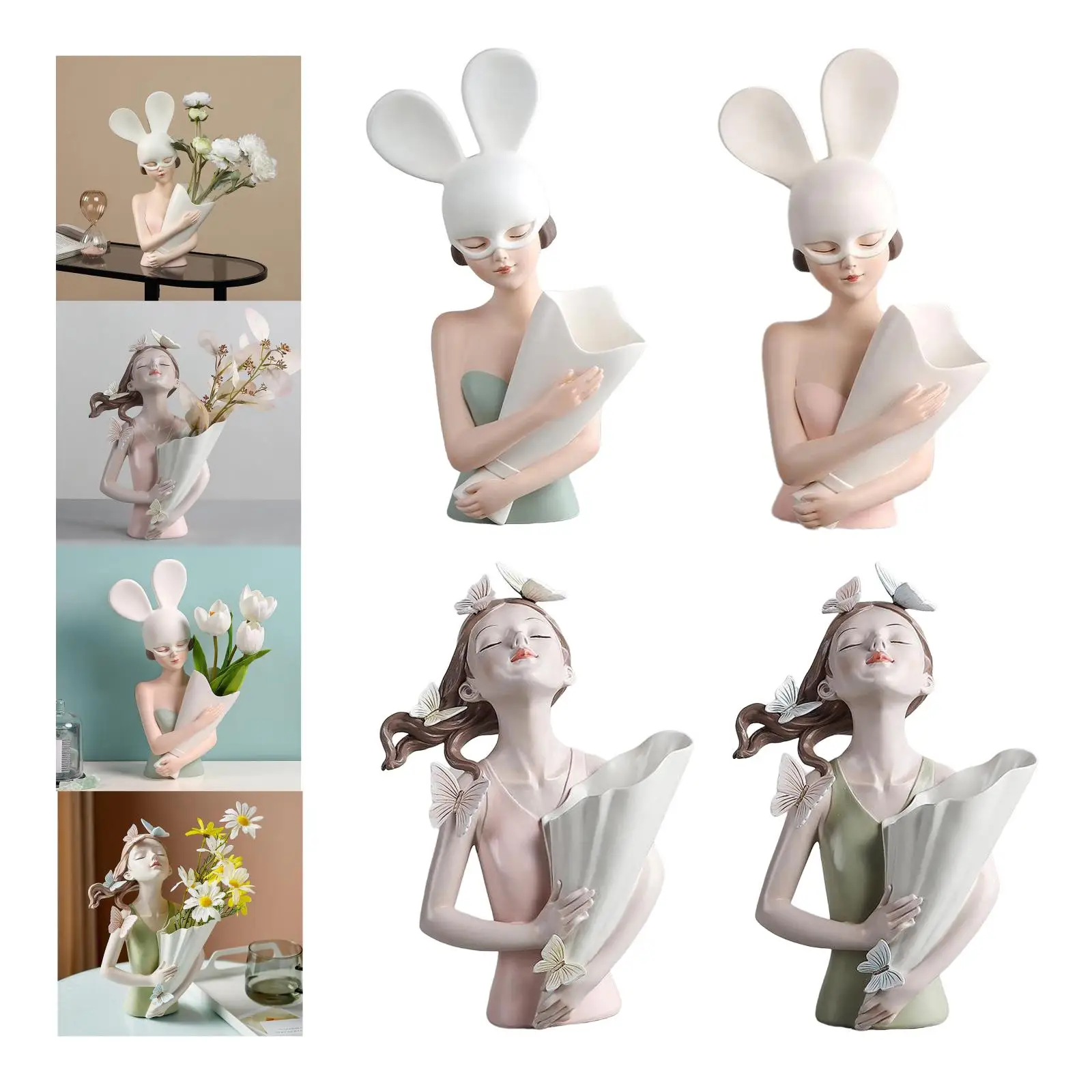

Resin Girl Figurines Sculpture Decorative Vases,Cute Girls Art Vases,Creative