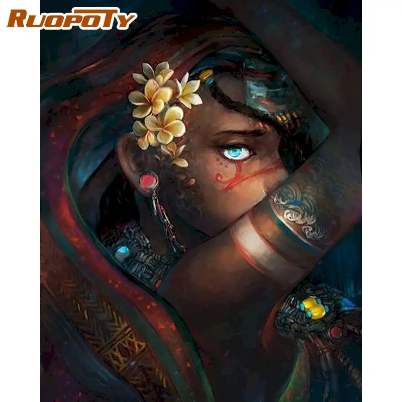 

RUOPOTY Paint By Numbers Kits Figure Painting By Numbers On Canvas Frameless 60x75cm Women Draw Painting DIY Home Decor