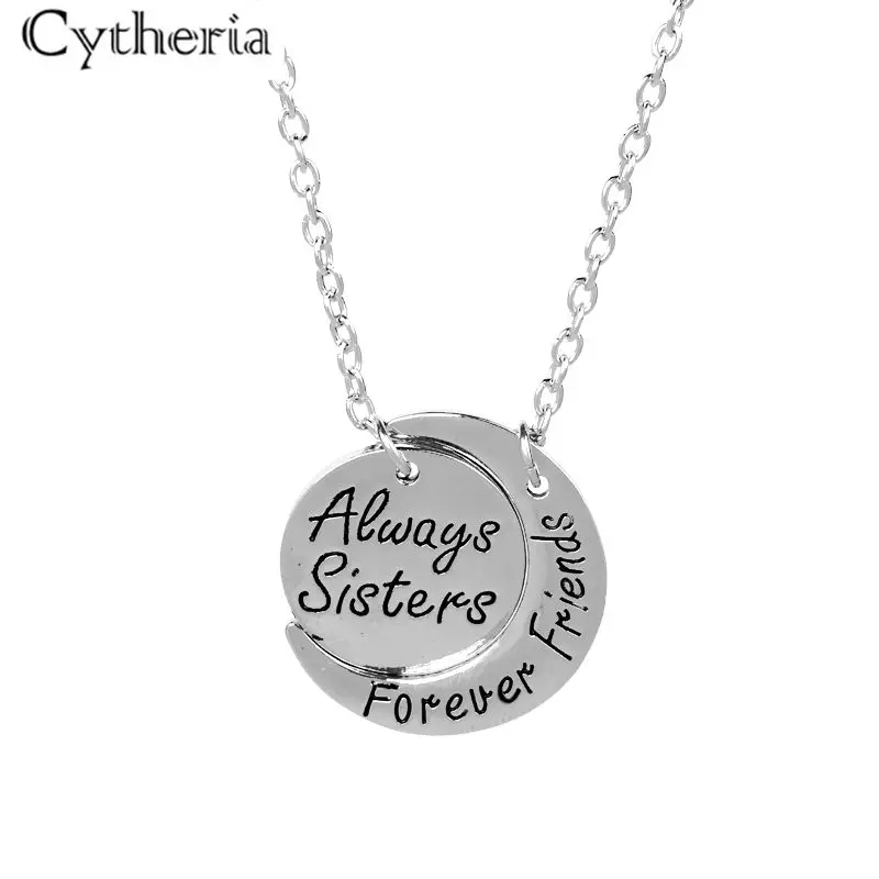 Ожерелье Always sisters forever friends BFF, круглое изогнутое ожерелье с Луной, рождественский подарок для сестры, ювелирные изделия Bestfriend