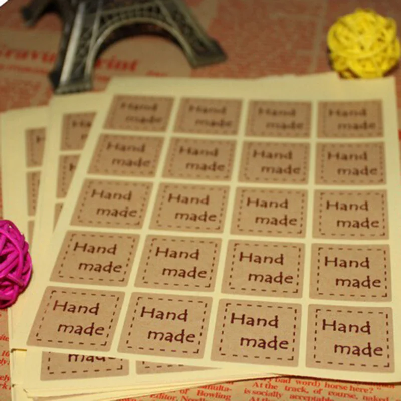 10 листов = 200 шт. наклейки для этикеток ручной работы клейкие крафт-бумага