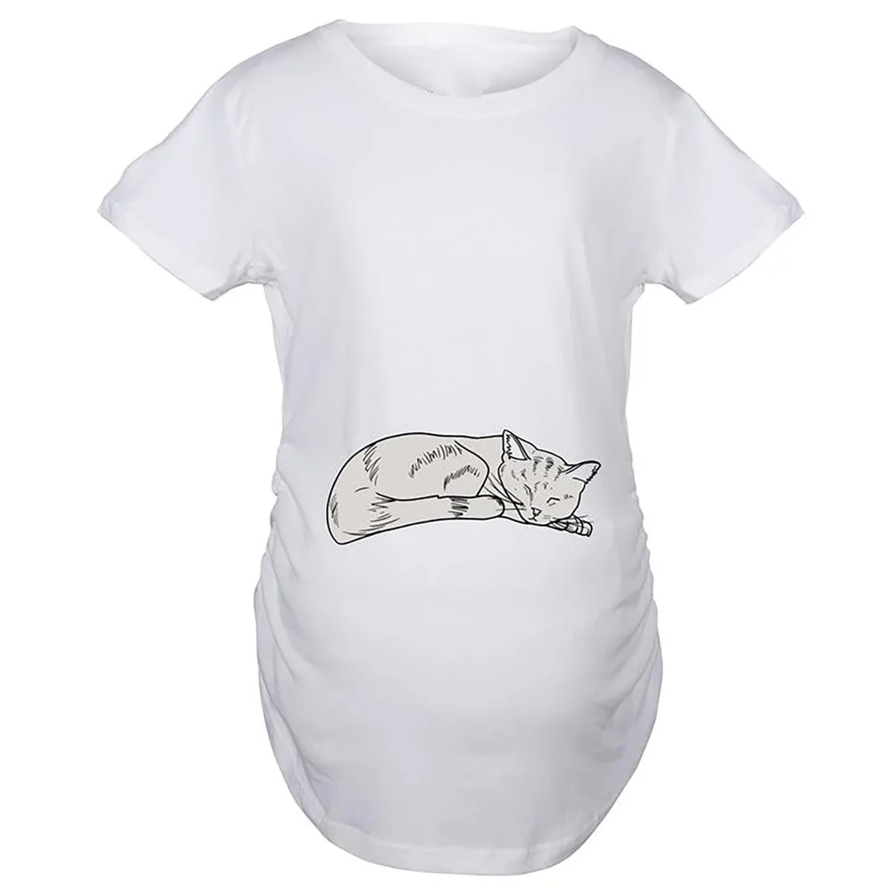 

Pregnant Woman Short Sleeve Long Skirt Pregnant Contrast Artful Dog Design Women's Casual Top T-shirt For Maternity Tees