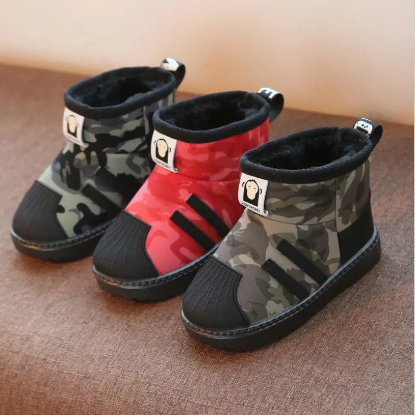 Детские зимние ботинки детские для мальчиков плюшевая теплая хлопковая обувь