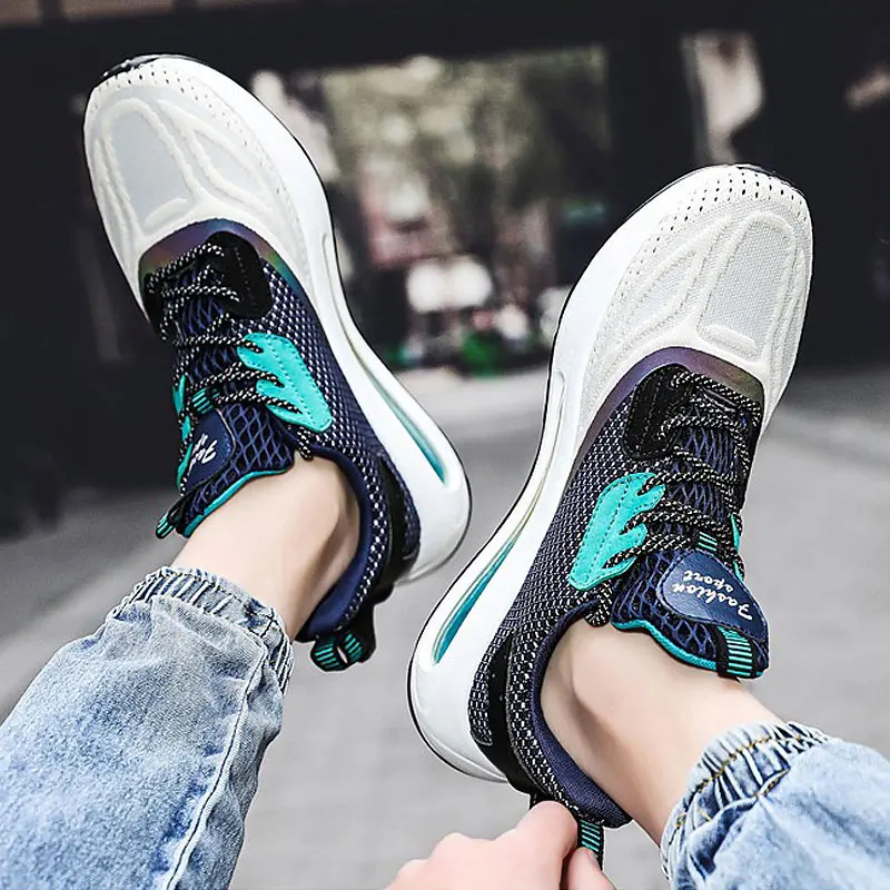 

Men's Running Shoes Breathable Luminous Air Cushion Sneaker Walking Jogging Couple Shoes Color Reflection Sports Shoes Male
