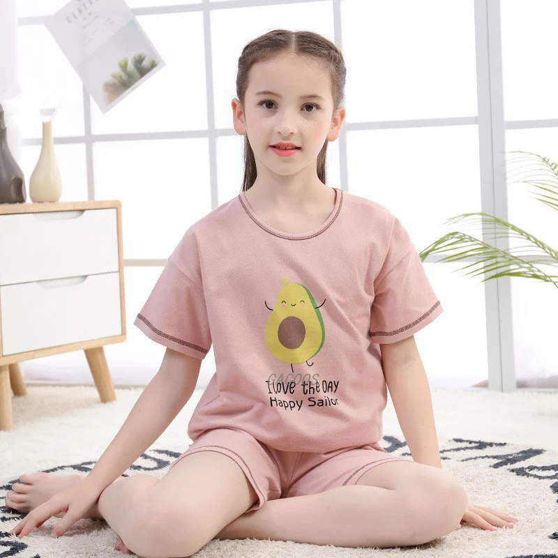

Children's Pajamas Set Summer Boys Clothes Short Sleeve Cotton Sleepwear Teens Pyjamas Kids Clothes Suits Girls Boys Clothing