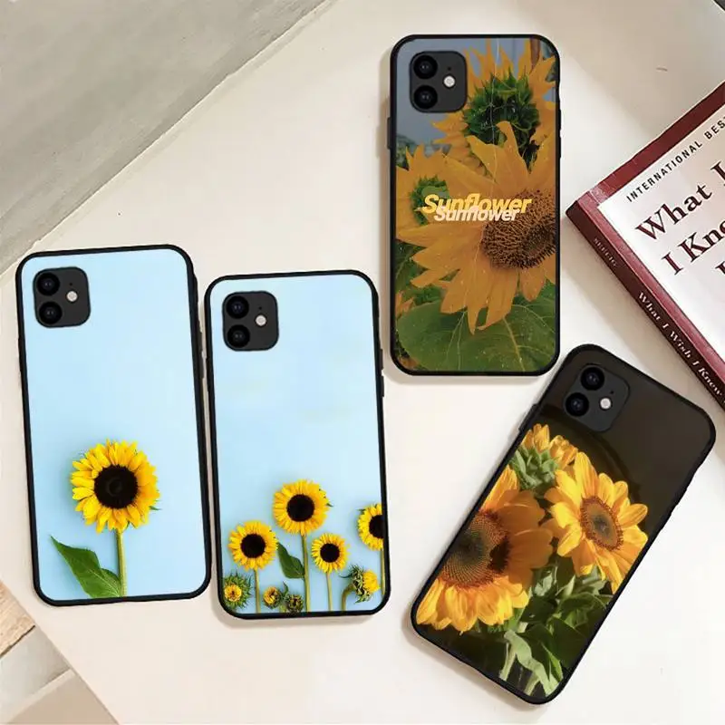 

Cute Summer Daisy Sunflower Floral Flower Phone Case For IPhone 11 12 13 Mini Pro XS Max 6 7 8 Plus 6S X XR Black Cover Shell