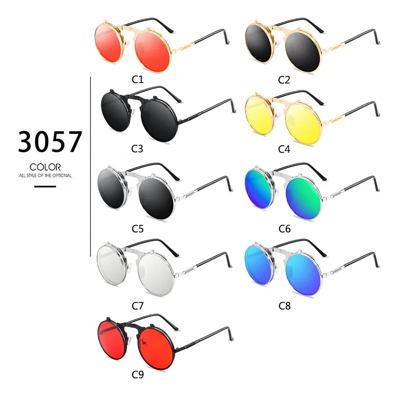 

New Retro Metal Punk Steam Clamshell Sunglasses Mirror Men and Women Round Eyeglasses