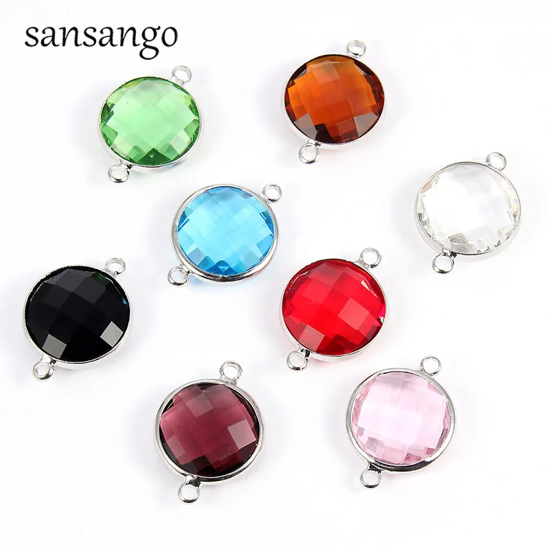Fashion 10pcs 14mm Multi-Color Round Gold Alloy Crystal Connectors DIY Charms Bracelet Earrings Making Finding For Women Jewelry | Украшения
