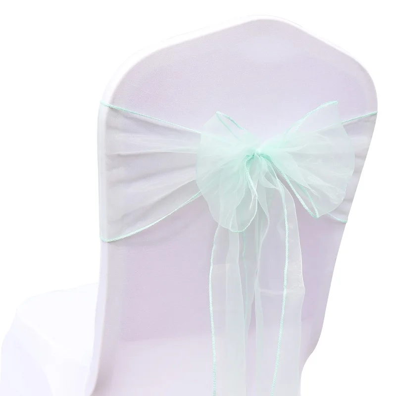 Mint Green 25 шт./лот ленты для свадебных стульев из органзы, ленты для стульев, бант для украшения рождественских стульев, вечерние принадлежности, праздничные украшения «сделай сам» - Цвет: Mint Green