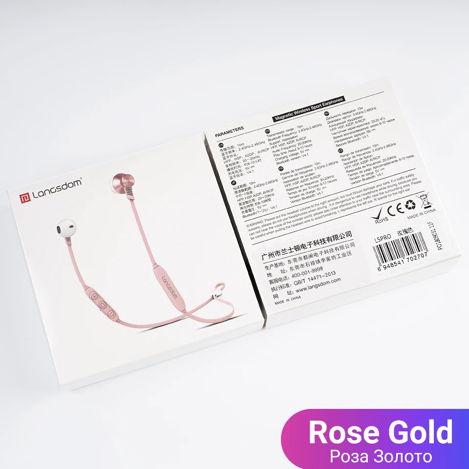 Rose Gold Langsdom наушники беспроводные Bluetooth для Xiaomi Bass Беспроводные наушники с микрофоном половина наушники-вкладыши гарнитура вкладыши для телефона - Цвет: Rose Gold