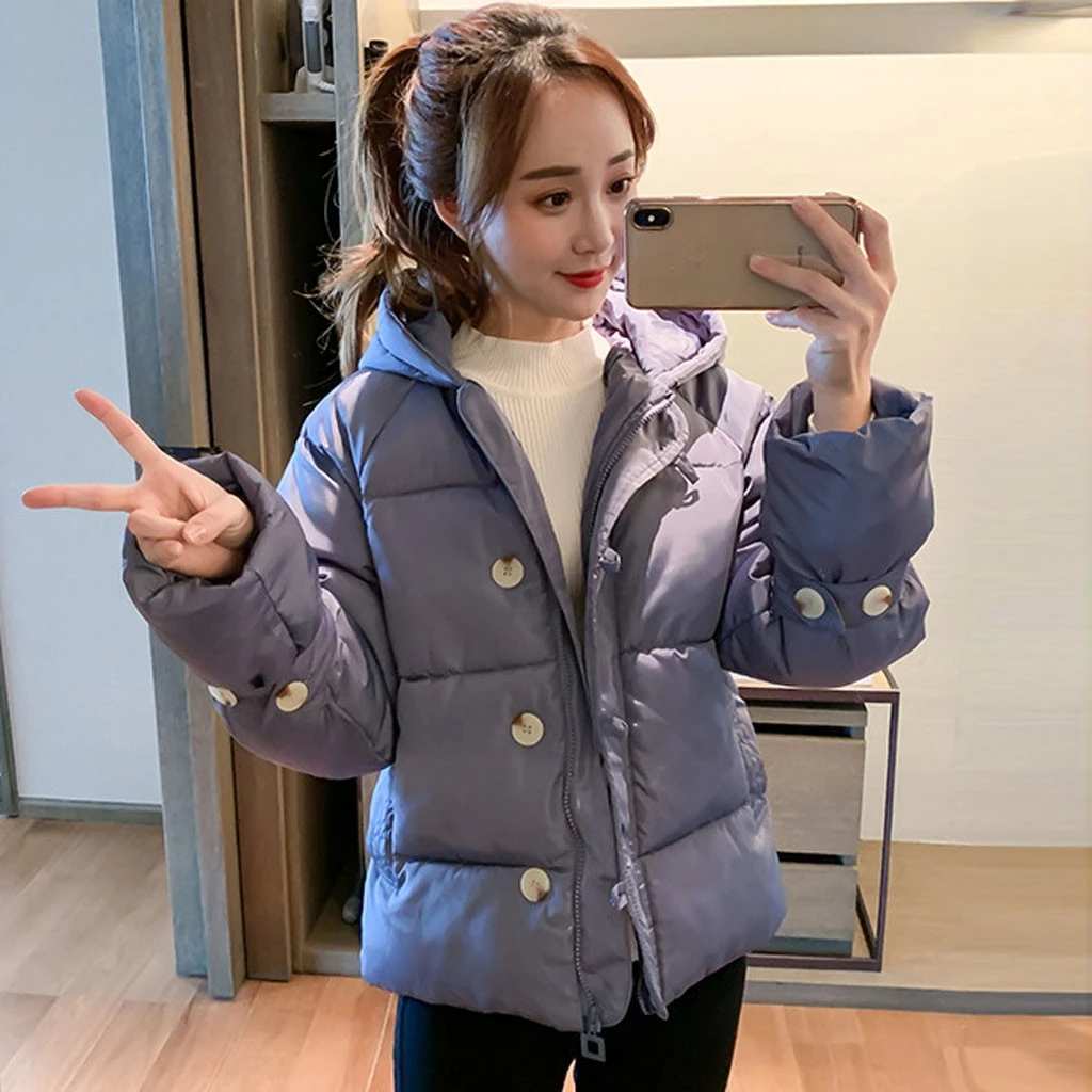 CHAMSGEND короткое пальто с капюшоном для женщин пекарские большие зимние Тяжелая