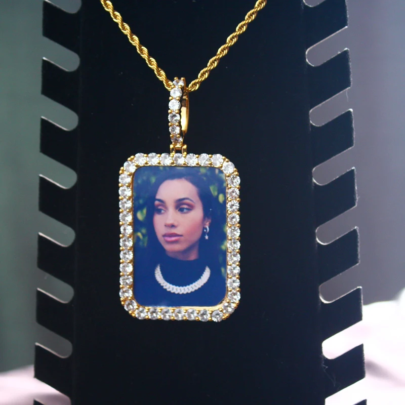 Personalized Custom Photo Medallions Necklace & Pendant Cubic Zircon Hip hop Jewelry Dog Tag Necklace for Men Women