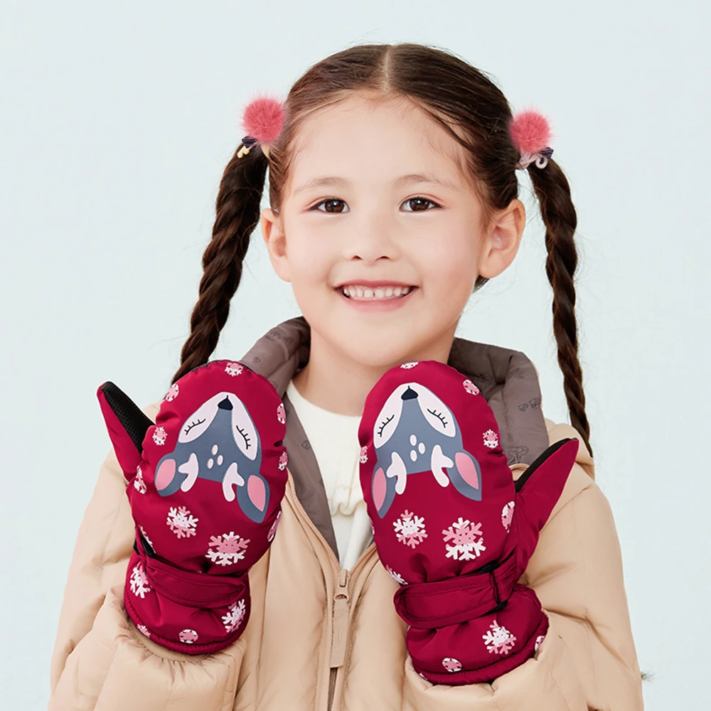 

Детские лыжные перчатки, Детские Зимние теплые ветрозащитные зимние перчатки, водонепроницаемые лыжные перчатки для мальчиков и девочек, в...