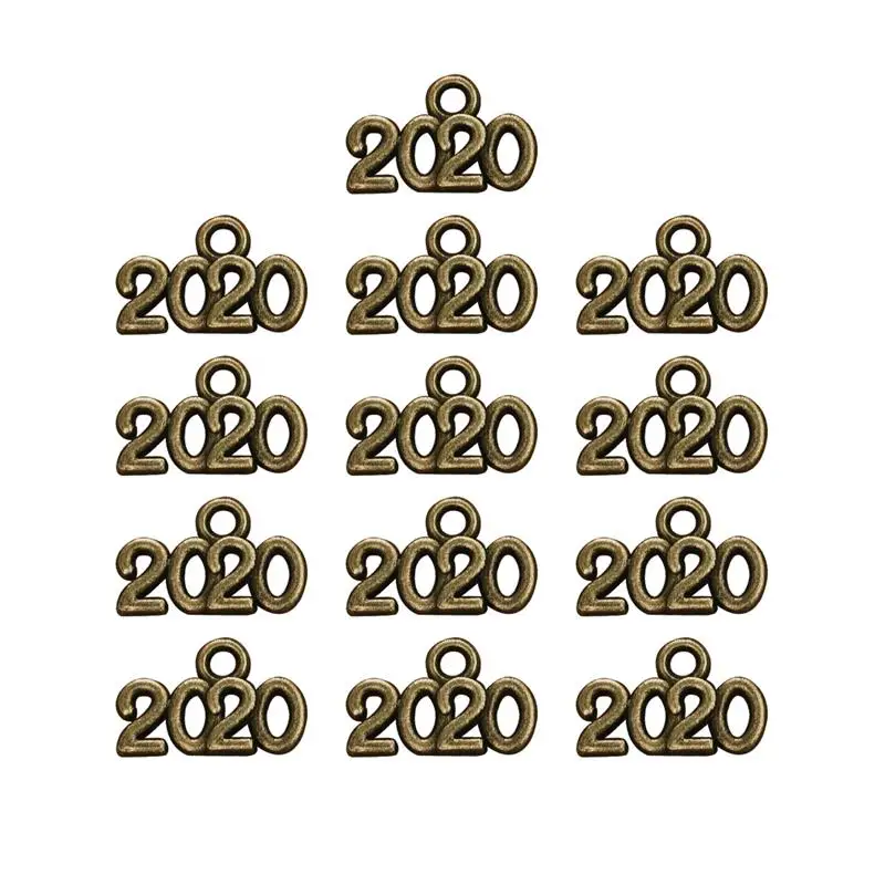 Bronze 100pcs 50/100 шт номер 14x9 мм год / Подвески цвета: золотистый, Серебристый сплав "сделай сам" для изготовления ювелирных изделий, подвеска для Цепочки и ожерелья браслета - Окраска металла: Bronze 100pcs