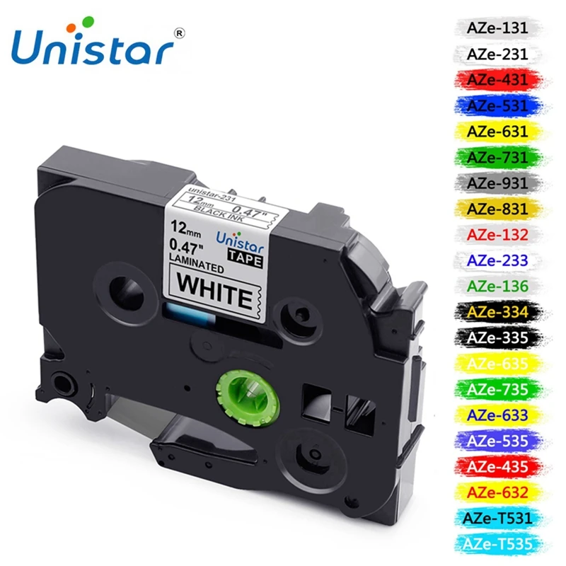 Лента Unistar tz TZ231 12 мм совместима с лентами принтера этикеток Brother p-touch TZe-231 TZe211 TZe221 TZe241 TZe251