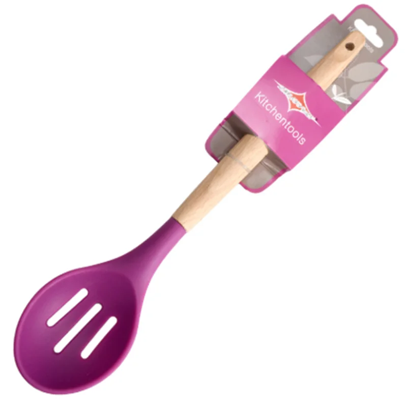 Best Silicone Cooking Utensil Set Wooden Handle Spatula Soup Spoon Brush Ladle Pasta Colander Non-stick Cookware Kitchen Tools | Дом и сад