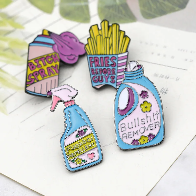 Creative hot style detergent bottle drop oil brooch French fries drink enamel children's lovely jewelry | Украшения и