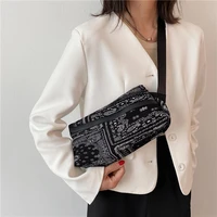 retro ethnic print chest bag for women folds shoulder crossbody bags fashion small handbags ladies high quality waist bag 2022