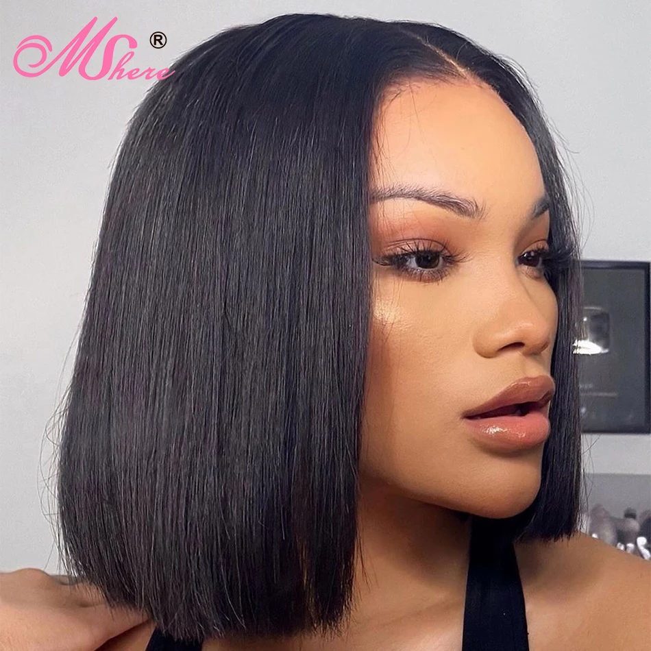 Мшере прямые короткие боб парик тупый вырез 2x6 Кружева Закрытие человеческих