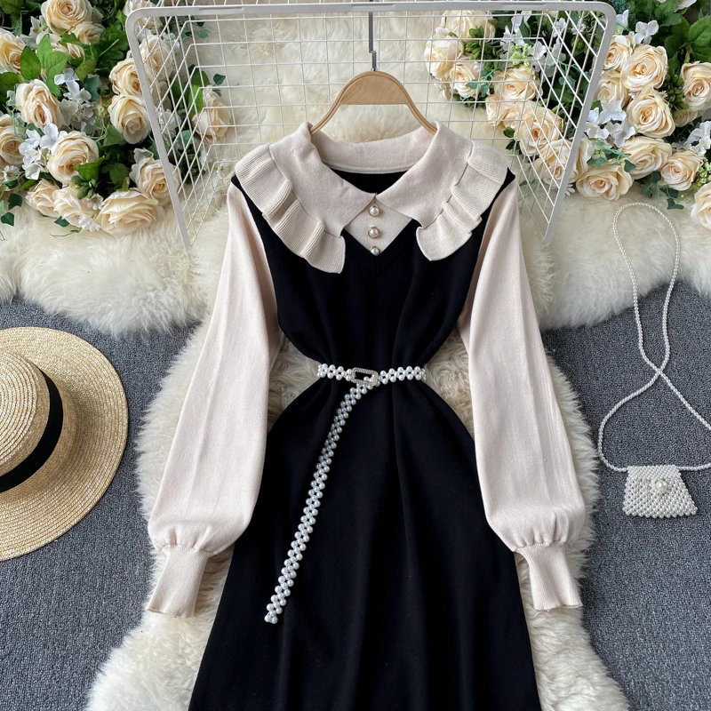 Ветра платье Женский Весна 2021 новый дизайн чувство хан издание вязание на юбке