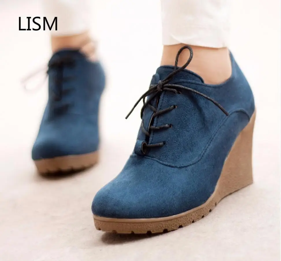 Модные женские ботинки Повседневная обувь на платформе Обувь танкетке 6-8 см