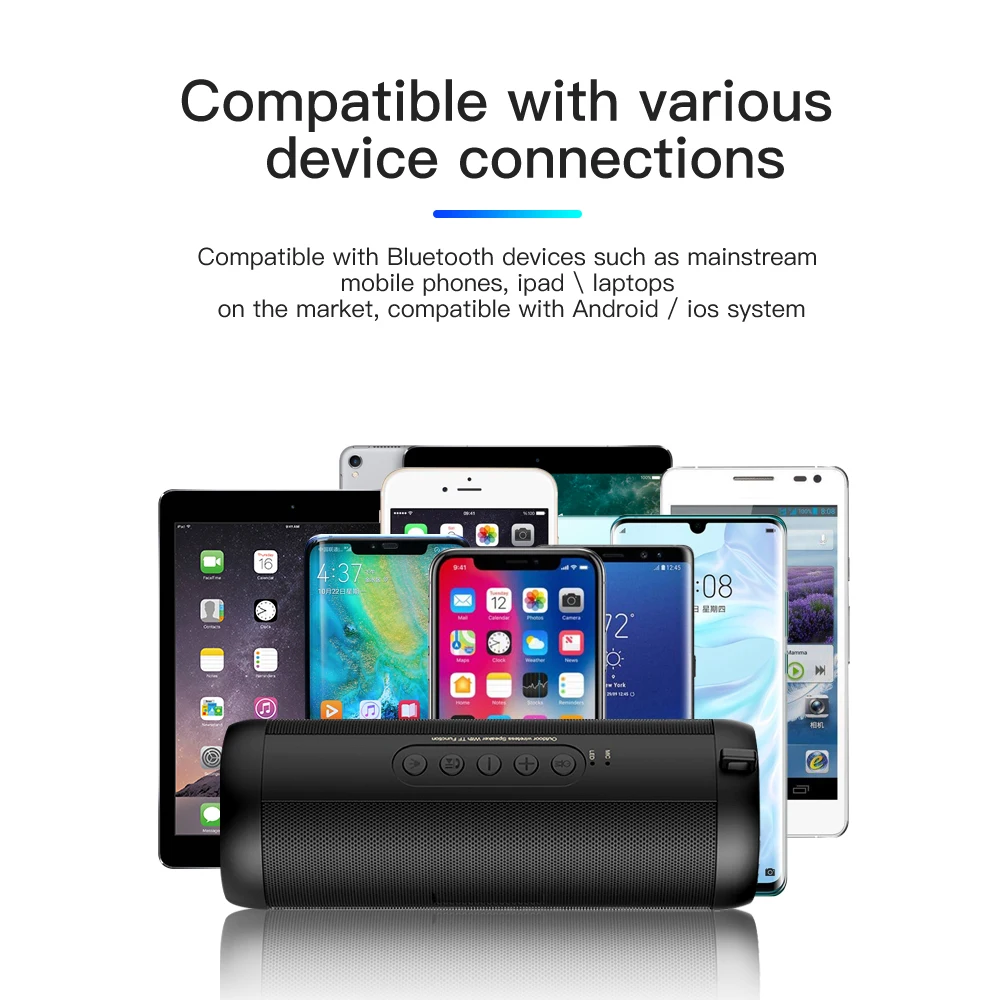 

Bluetooth Speaker Waterproof Portable Outdoor LED Wireless Column Loudspeaker Support TF Card FM Radio Aux for xiaomi iphone