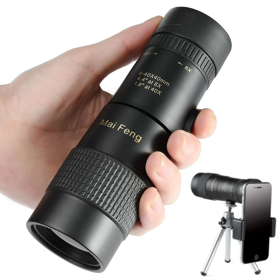 

Professional 8-40x40 Monocular Telescope Compact Retractable Zoom Waterproof Bak4 Professional HD ED Glass for Camping Hunting