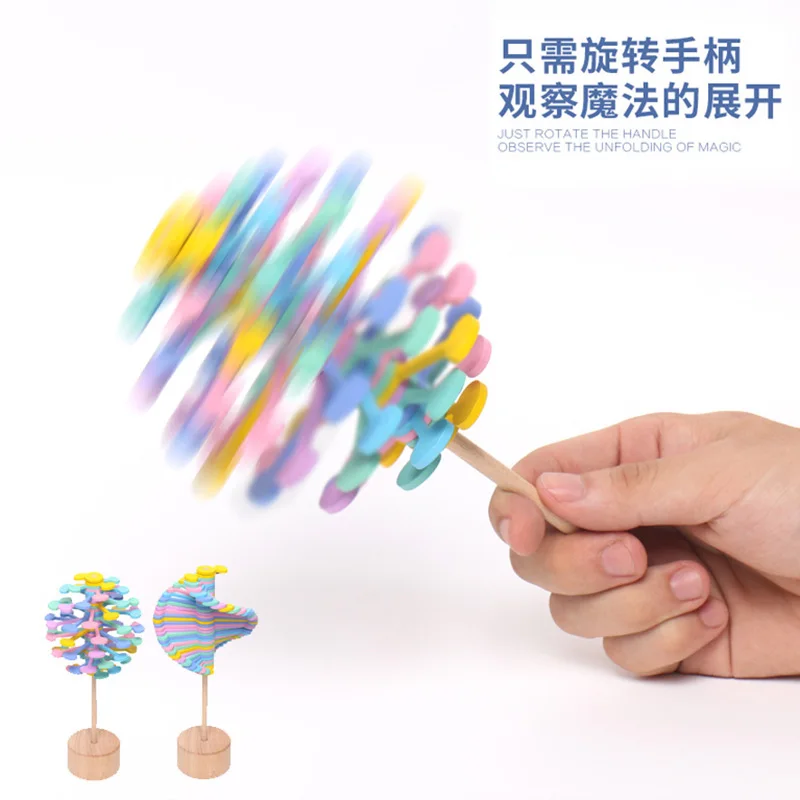 Rotary decompression stick Children creative small toys wooden novelty toys for adults decompression enlarge