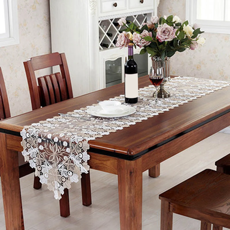 

Lace Table Runner Dining Table Flag White Coffee Table Flag Rectangular Pointed Corner Tv Cabinet Cover Cloth Fabric Table Flag