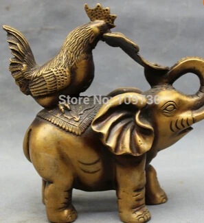 Бесплатная доставка этнический Китайский Бронзовый петуха руйи на слоне