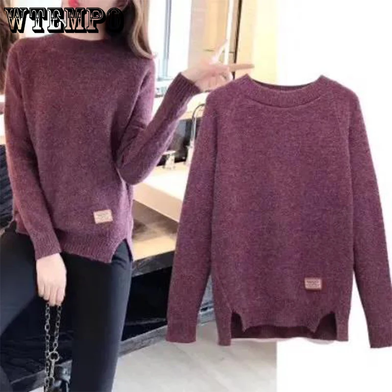 

Women's Sweaters Knitted Pullover Autumn Winter Loose Tops Female Sweater Soft Warm Knit Sweater Long Sleeve O-Neck Wholesale