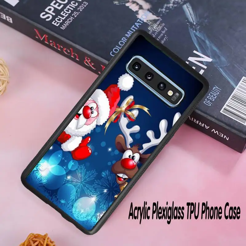 

Lovebay Cartoon Christmas Phone Case Acrylic Plexiglass TPU For Samsung Galaxy S8 S9 S10 s10e S20 PLUS ULTRA S6edge