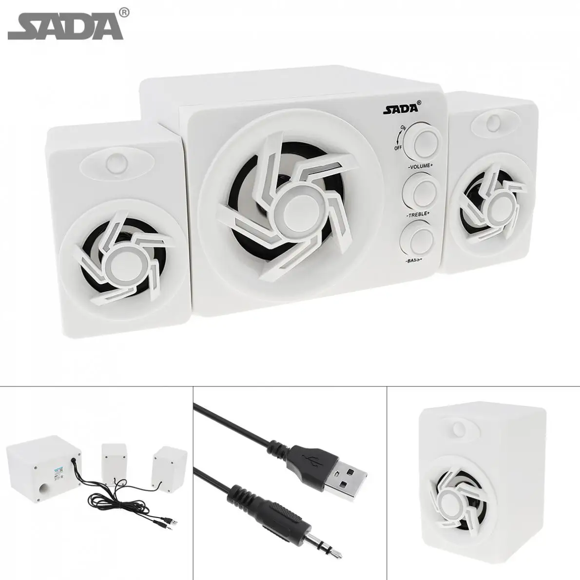 3D стереоколонка SADA Полнодиапазонный сабвуфер USB 2 0 басовый ПК динамик музыка