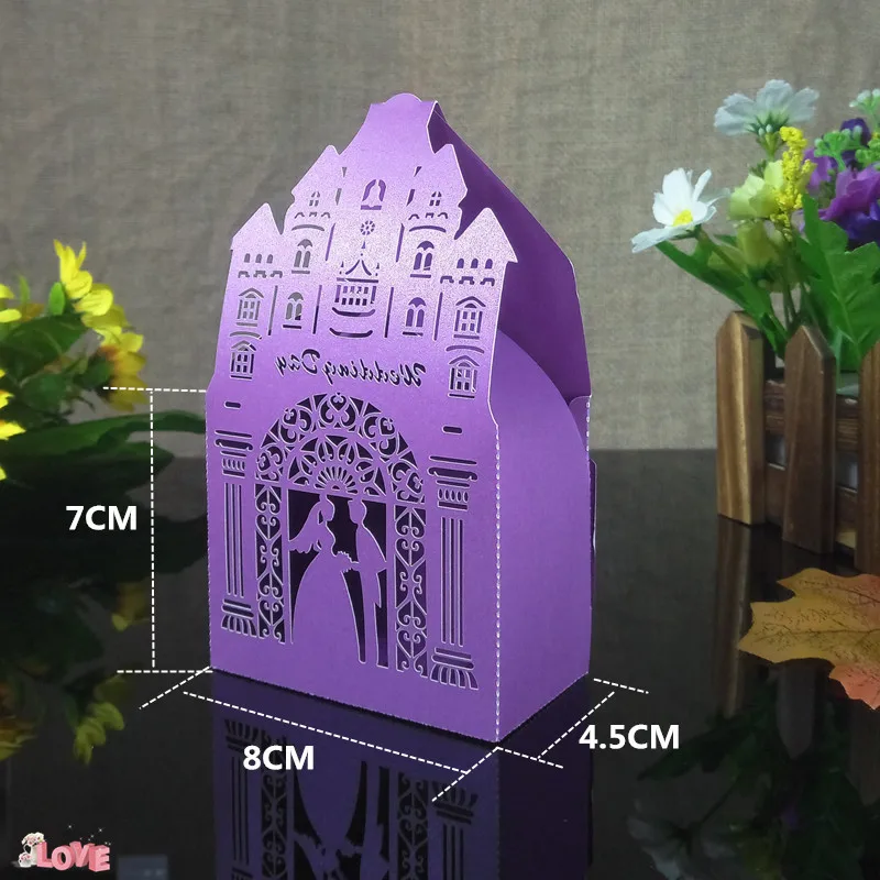 Лазерная резка замок Подарочная коробка для конфет Свадебная подарочная