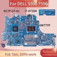 for dell 5590 7590 i7 8750h laptop motherboard 0w7typ vulcan17 sr3yy n17p gt a1 ddr4 notebook mainboard