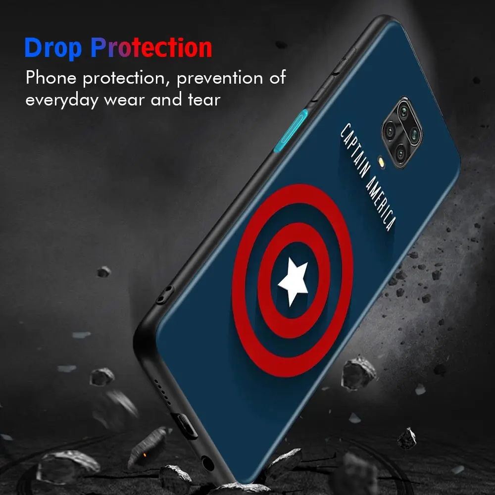 Чехол с логотипом Marvel Captain America для Xiaomi Redmi Note 10 9 8 Pro Max 9S 9T 8T 7 чехол K40 Plus 9A 9C |