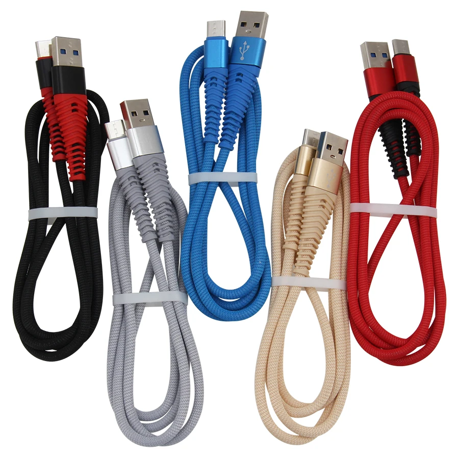 100 шт. 1 м 3 фута Micro Type C 8pin USB зарядный кабель шнур для Iphone XR XS Max Samsung прочная