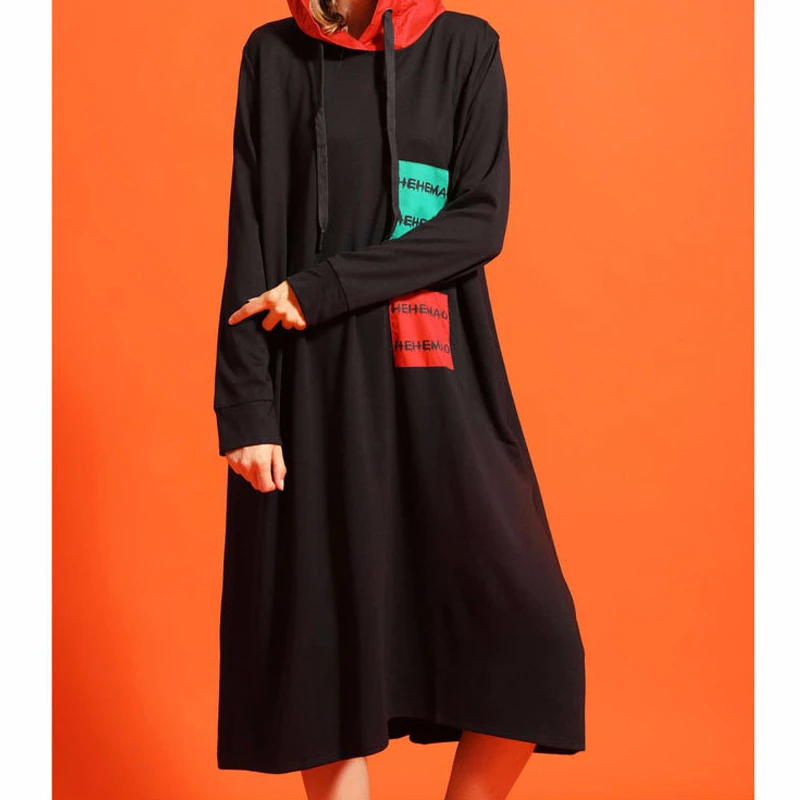 Max LuLu новые корейские модные роскошные уличные женские длинные платья с капюшоном с принтом женские винтажные Лоскутные Повседневные платья
