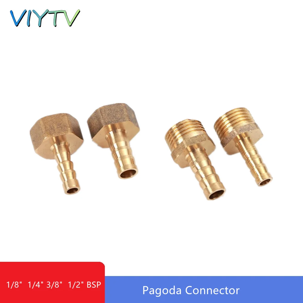 

Pagoda Connector 6 8 10 12 mm Hose Barb Connector Hose Tail Thread 1/8" 1/4" 3/8" 1/2" BSP Thread Brass Water Pipe Fittings