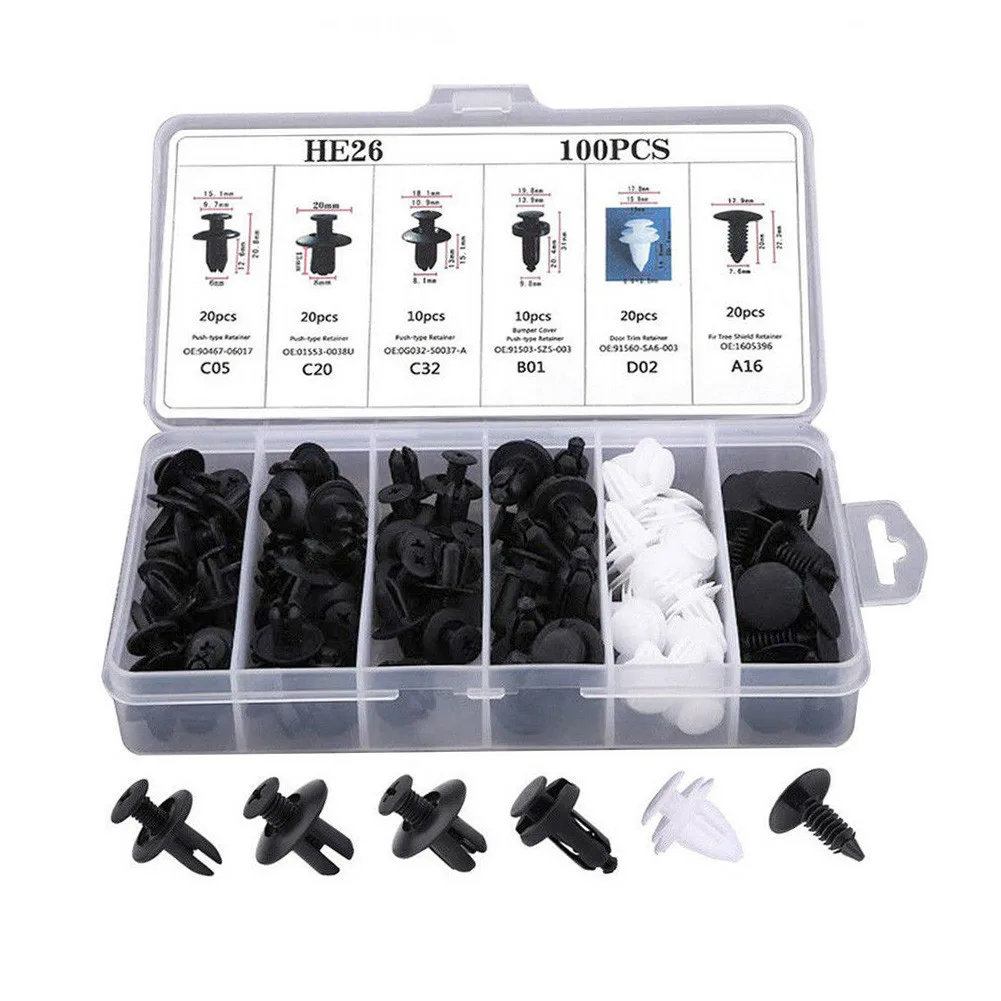 

Clip Fasteners Door Panel Rivet Kit Push Pin Retainer Set 6Size Accessories
