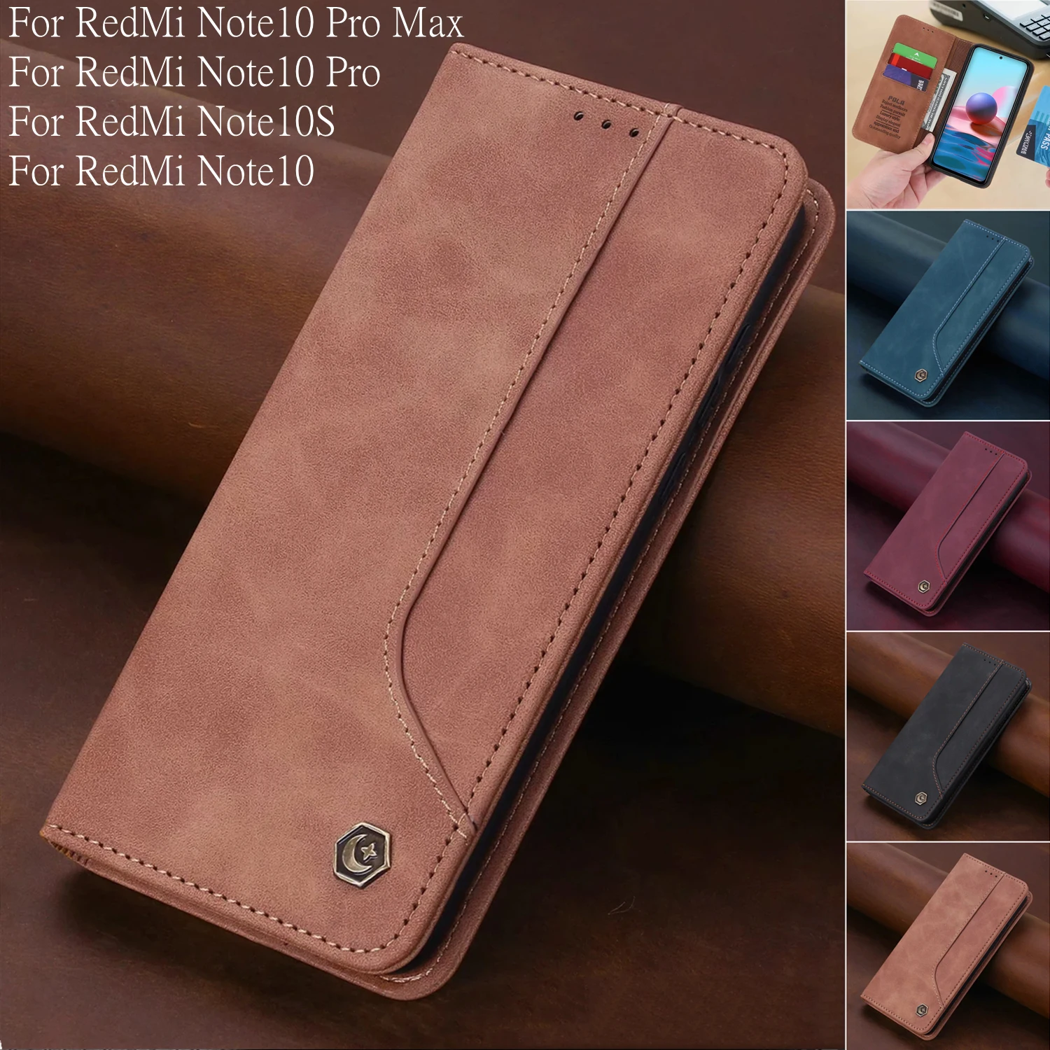 Case For Xiaomi Redmi Note 10 S 5G Flip Cover 10S Pro Max Book Style Leather Wallet Magnetic Card Holder | Мобильные телефоны и