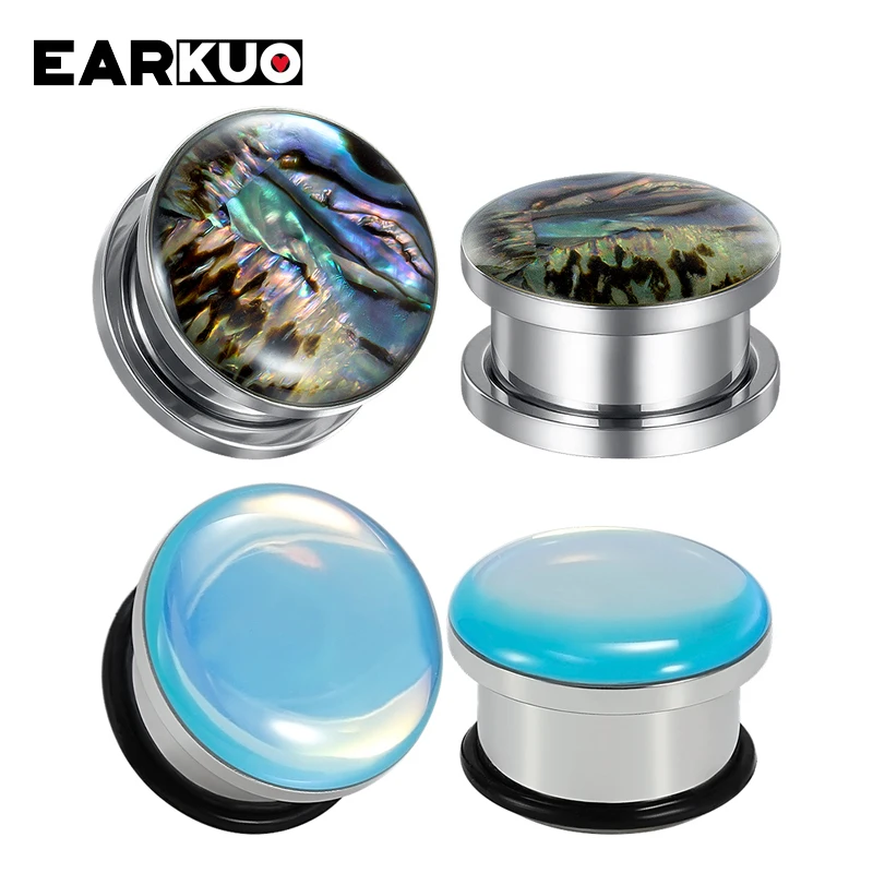 Серьги-расширители EARKUO из нержавеющей стали с опаловыми кристаллами ювелирные