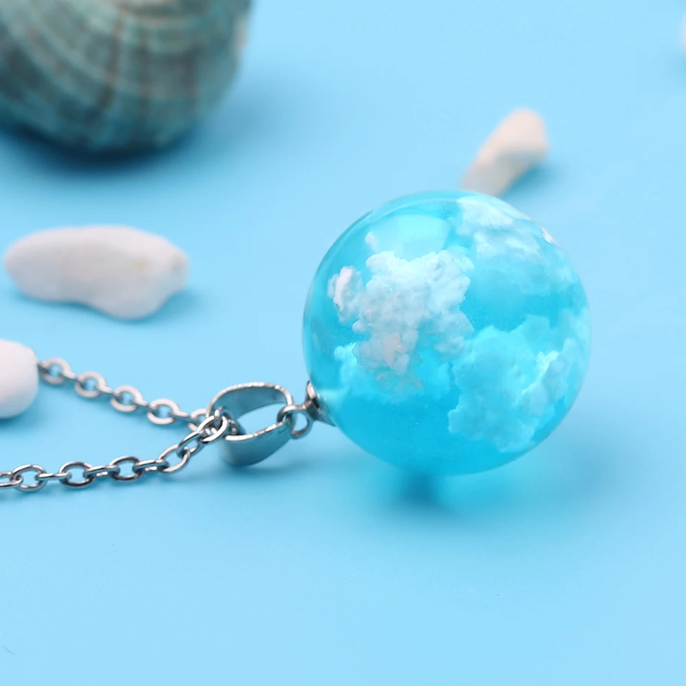 Ожерелье женское с подвеской в виде круглой Луны и шара из смолы|Ожерелья